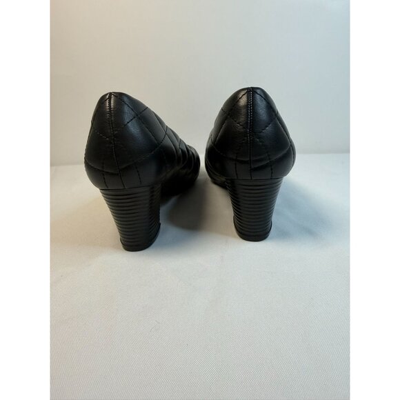 HHTCAL Womens Pump Size 7.5M Black Chunky Heels Comfortable Dressy Career Shoes - Picture 8 of 12
